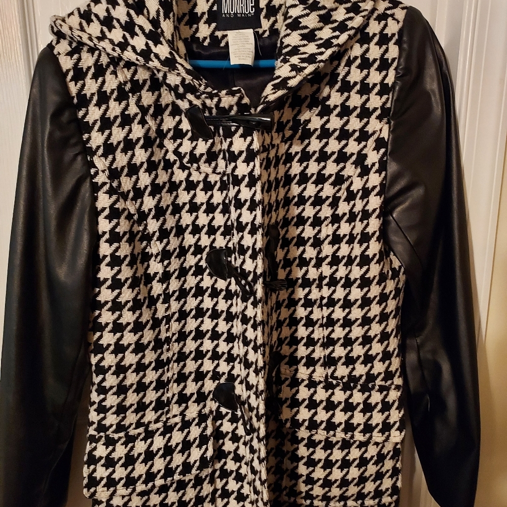 Wool and faux leather coat